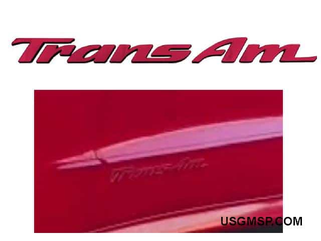 Emblem: Trans Am door script 93-2001 Each RED